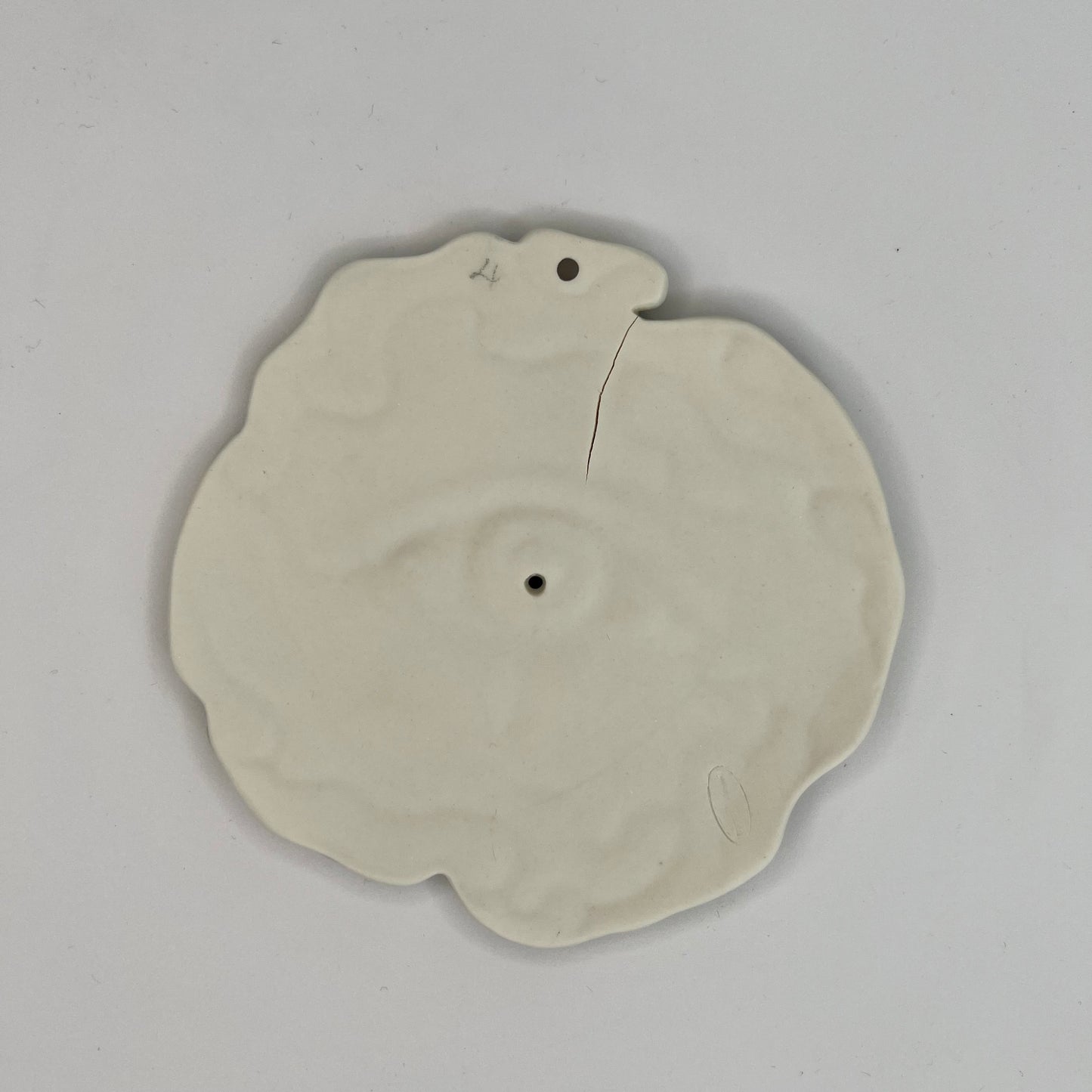 Seconds & Samples - Flaming Eye Incense Holder / Wall Ornament 2 -  Hand crafted Porcelain Home Ornament. Circular ornament with Eye and Flame Border.