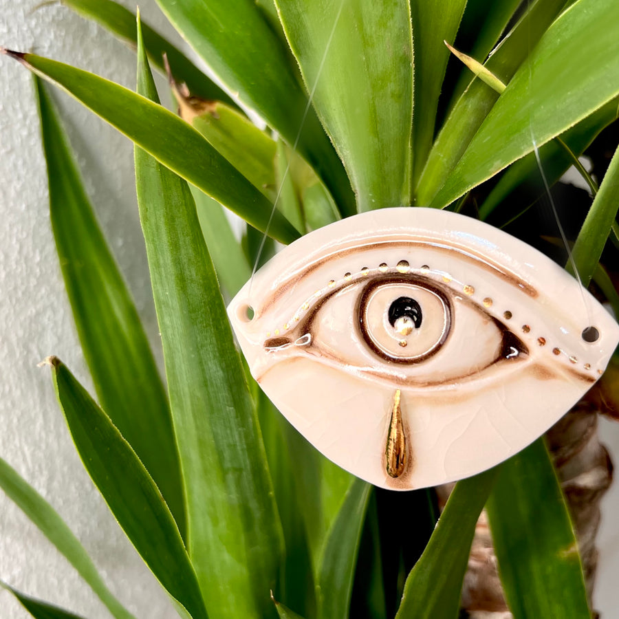 Plant Ornament 5 -  Hand crafted Porcelain Home Ornament. Crying Eye.