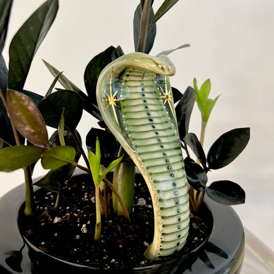 Product Image: Planter Snake 7 - Hand crafted Porcelain Home Ornament. Snake with Brass Rod for placing in pots with plants.