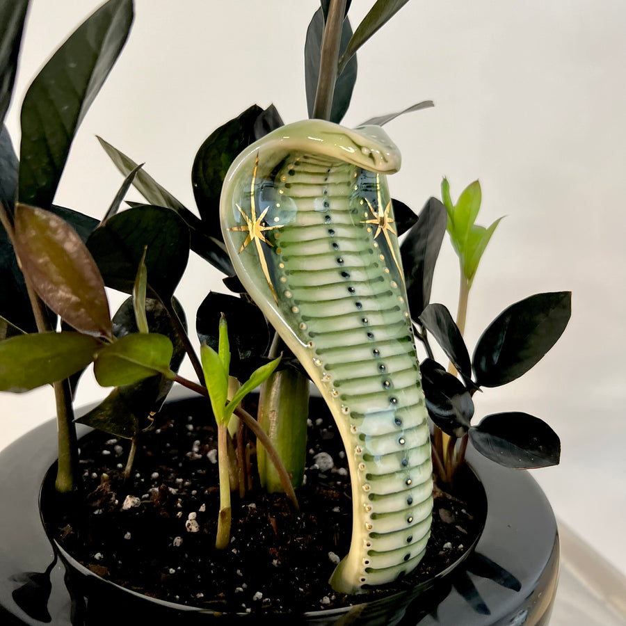 Product Image: Planter Snake 7 - Hand crafted Porcelain Home Ornament. Snake with Brass Rod for placing in pots with plants.